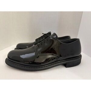 Capps Mens Patent Leather Oxford Shoes 12 Black High Shine Vibram Sole USA